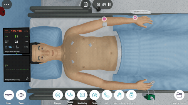 Search the name of a medicine on Body Interact simulator